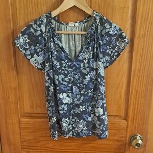 GAP Navy Floral Blouse